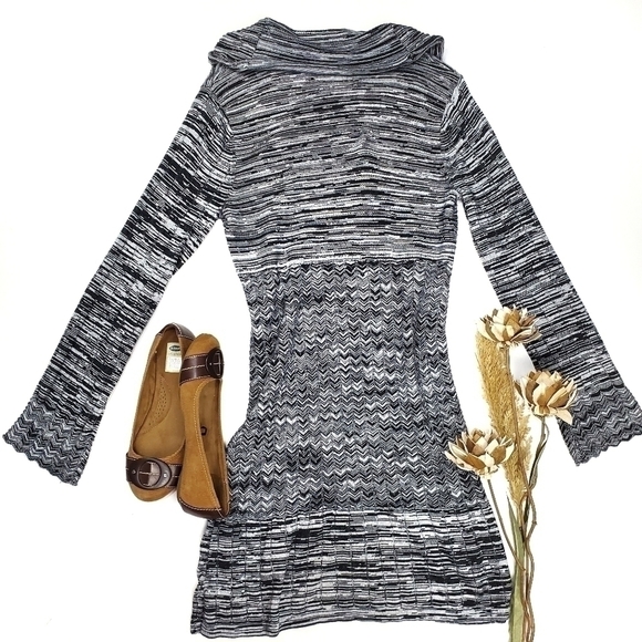 Style & Co. Grey Blk Stripe Cowl Neck Dress Small - Picture 2 of 12